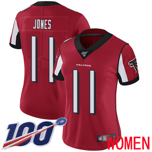 Atlanta Falcons Limited Red Women Julio Jones Home Jersey NFL Football #11 100th Season Vapor Untouchable->women nfl jersey->Women Jersey